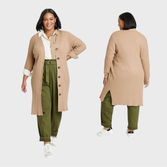 Ava & Viv Women’s Long Sleeve Rib Duster Cardigan XXL NWT - Picture 2 of 3